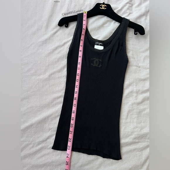 Auth Chanel Mesh CC Logo Black Knit Tank Top - Size 38 - Picture 6 of 10